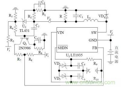 非隔離負電壓DC/DC開關電源硬件電路圖