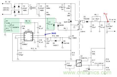 改進型電流限制而增加的一些組件之后的原理圖