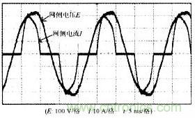 傳統感應加熱電源網側電壓與電流波形