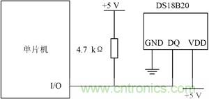 DS18B20與單片機硬件連接圖