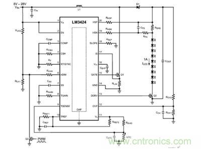 LM3424升壓LED驅動器