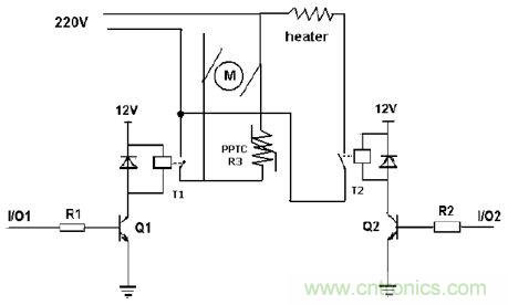 豆?jié){機馬達(dá)和加熱器的電路示意圖