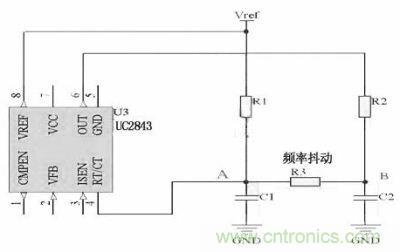 對于用RT/CT振蕩來實現開關頻率的IC，比如UC4843　　