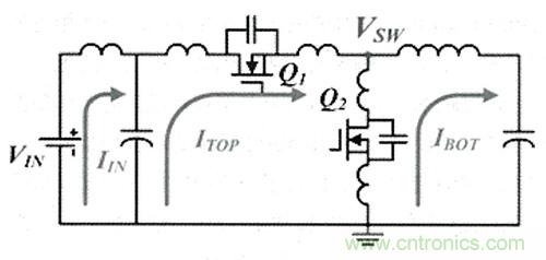 圖2具寄生電感器和電容器的降壓型開關穩壓器