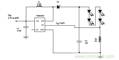 圖4：配置為電流源的升壓轉換器