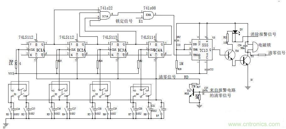 鍵盤輸入、密碼修改、密碼檢測、開鎖、執行電路