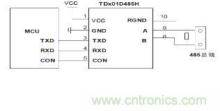 485隔離收發器應用接線圖