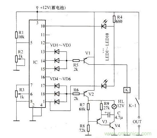 具有電壓指示的蓄點知保護電路 