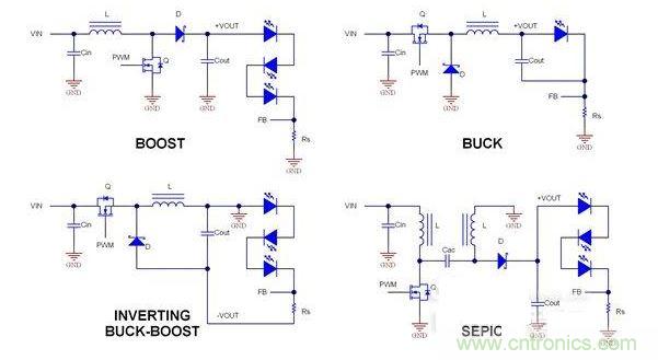 為LED供電的四種常用拓?fù)? width=