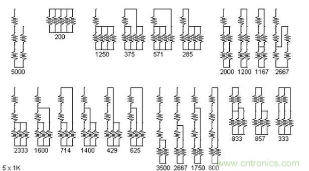 5個(gè)電阻我想出了23種組合。還有其它組合嗎？