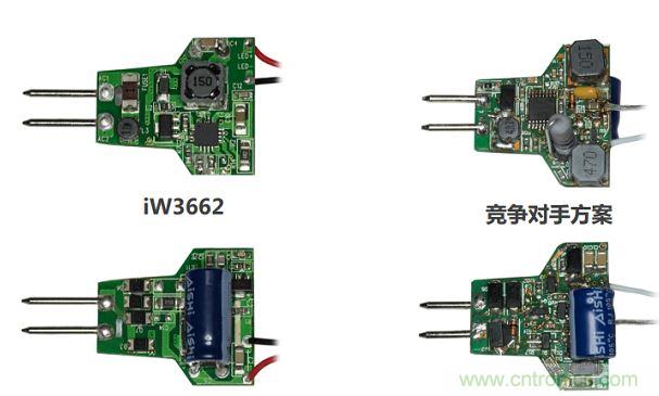 iW3662與競爭對手方案相比，所需外部元器件的數量大幅降低