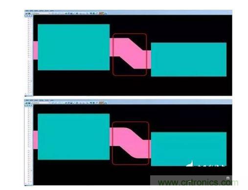 有效的PCB 設計工具會自動考慮用于繪制形狀的線型，以計算準確的線條寬度，幫助您輕松創建尖拐角。