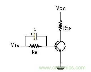 加了加速電容器的三極管開(kāi)關(guān)電路