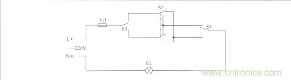 用三個開關控制一盞燈電路