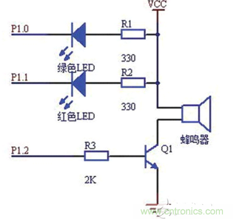 倒車(chē)?yán)走_(dá)聲光報(bào)警電路圖