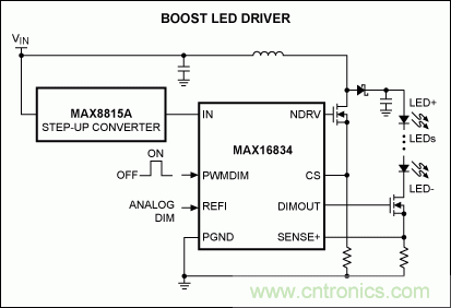 Li+電池供電、低壓高亮度(HB) LED解決方案