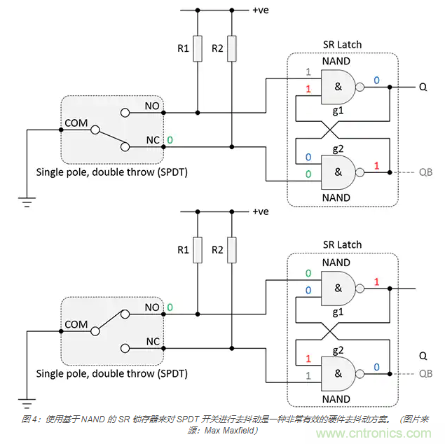 當軟件去抖動不合適時，如何實現開關和繼電器硬件去抖動？